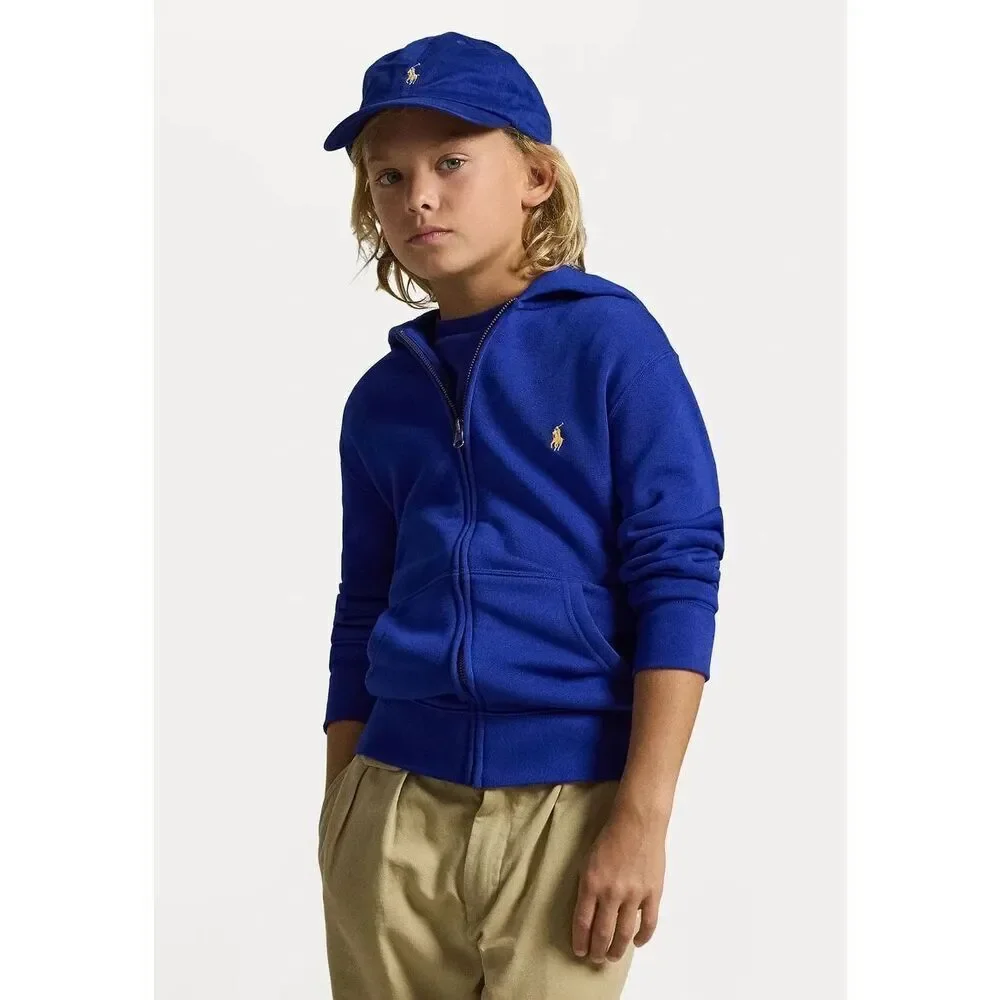 Polo Ralph Lauren Boys Size 7 Blue Fleece Full-Zip Hoodie